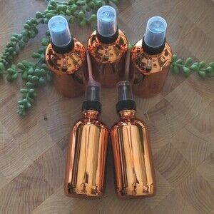 Set of 5 Rose Gold Glass Spray Vanity Bottles 4 oz